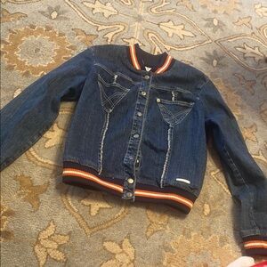 Vintage BABY PHAT  Denim  Bomber Jacket with Orange Accents $50